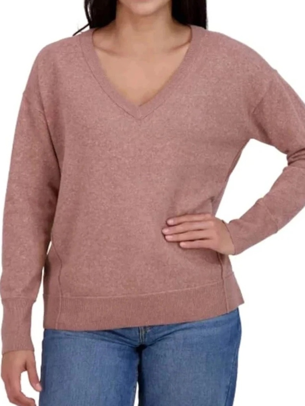 Lucky Brand V-neck Women’s Sweater Dusty Rose Pink Sz XXL Soft Comfy Oversized